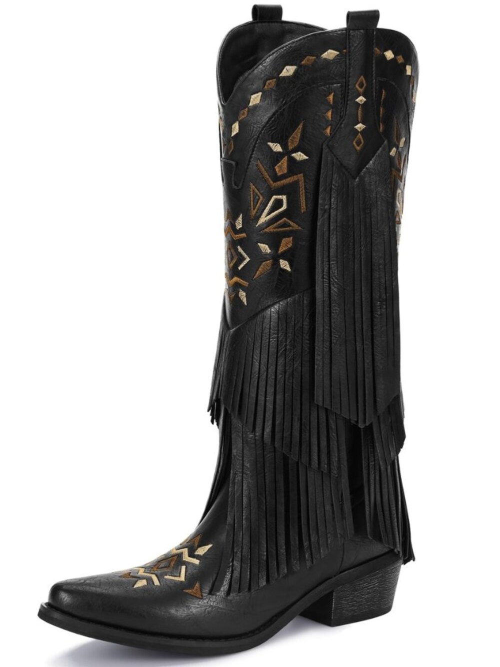 Cowboy Boots for Women - Fringe Knee High Cowgirl Boots with Classic Embroidery